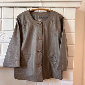 Women's Taupe Leather Jacket